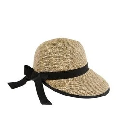 Denver Hayes Women's Braided Half Brim Hat With Black Ribbon Trim -Helly Hansen shop 405303 6DUMDHS23 HG764 PROD 2 TAN