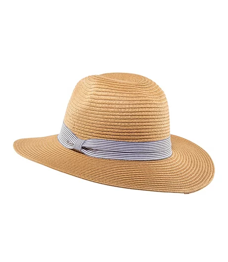 Denver Hayes Women's Straw Fedora Hat With Striped Ribbon 3 Denver Hayes Women's Straw Fedora Hat With Striped Ribbon