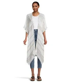 FarWest Women's Striped Ruana Frayed Edge 7 FarWest Women's Striped Ruana Frayed Edge -Helly Hansen shop 405894 6DUMFWS23 H8350 PROD 1 WHITE