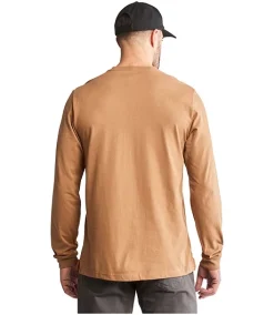 Timberland Pro Men's Core Logo Long Sleeve Crewneck Cotton Work T Shirt -Helly Hansen shop 409001 TB0A6ESB PROD 2 WHEAT
