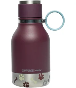 Asobu Dog Stainless Steel Water Bottle With Detachable Bowl 33 Oz