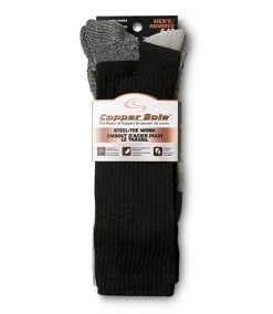 Copper Sole Men's 2 Pack Lightweight Steel-Toe Work Socks With Moisture Guard -Helly Hansen shop 416125 CSM25202C2B4C01 PROD 2 BLKCHR